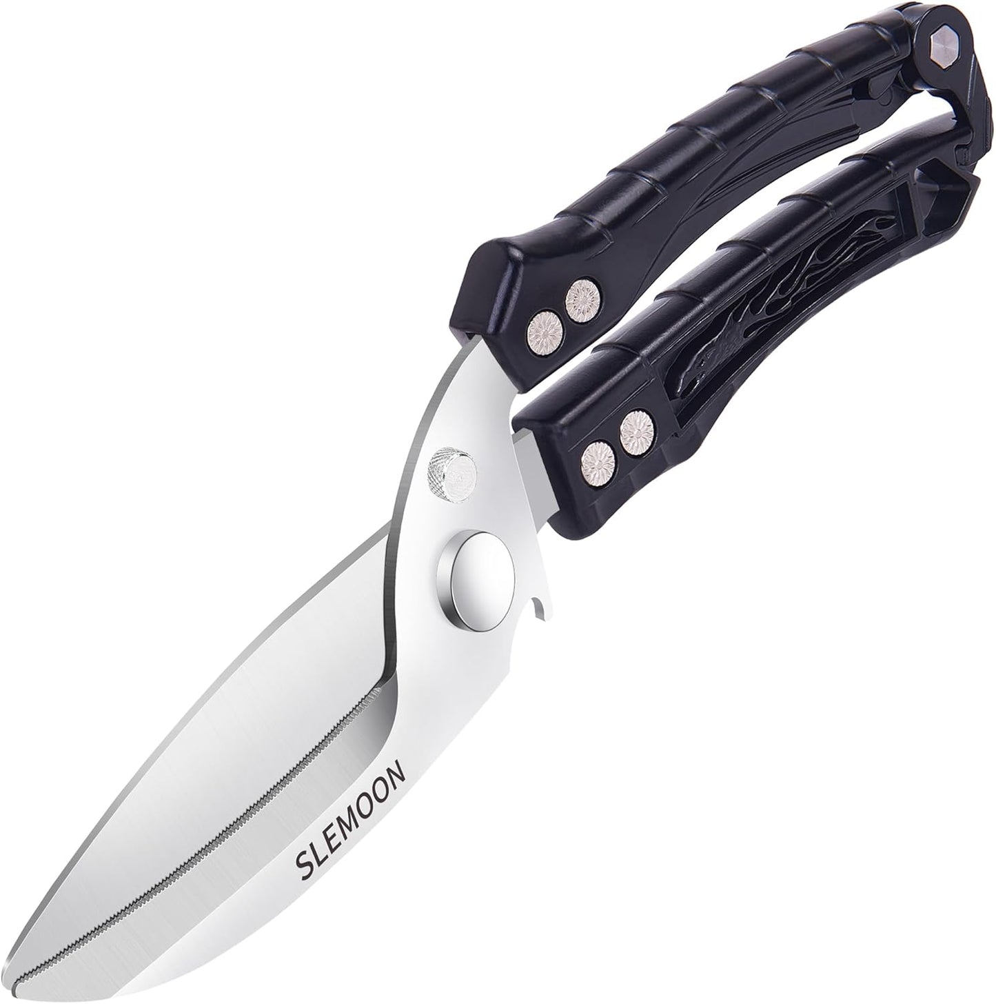 Heavy Duty Kitchen Poultry Shears - Professional Food Scissors for Spatchcocking Chicken, Cutting Raw Meat & Poultry Bones, Thick Steel Blades, Spring-Loaded, Dishwasher Safe Black