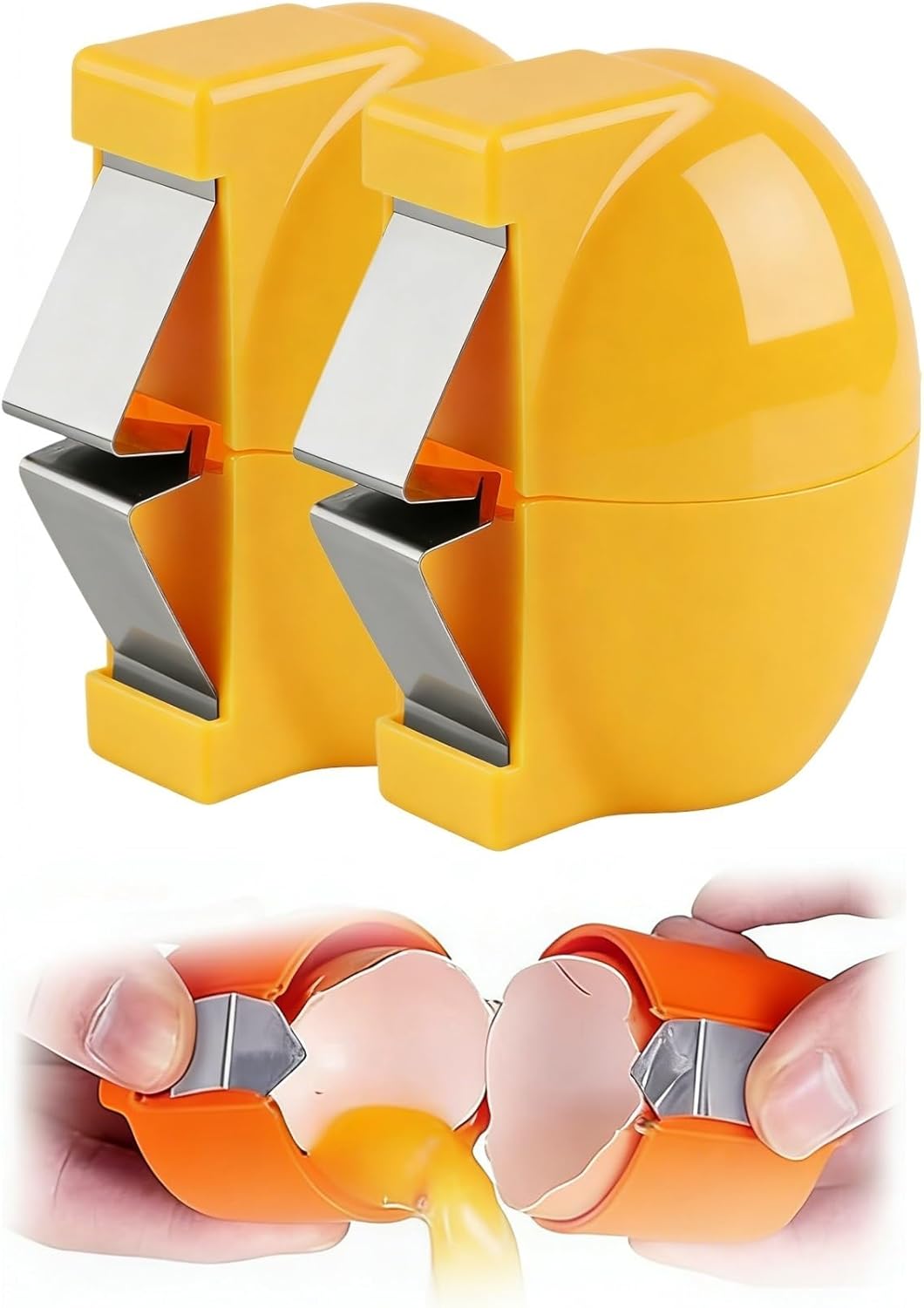 Stainless Steel Egg Cracker & Separator, Handheld Egg Opener for Raw & Hard-Boiled Eggs, Multifunctional Kitchen Gadget for Easy Peeling & Yolk White Separation (1)