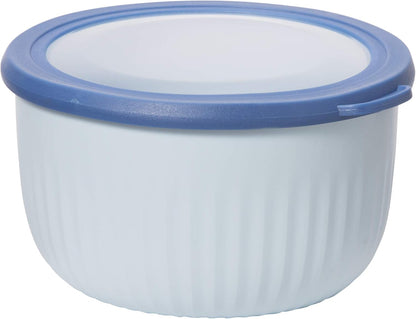 Oggi Prep, Store & Serve Plastic Bowl w/See-Thru Lid- Dishwasher, Microwave & Freezer Safe, (4 qt) White/Aqua