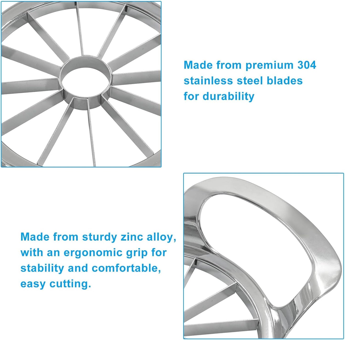 8-Blade Extra Large Apple Slicer, Heavy Duty Apple Cutter Stainless Steel Apple Corer, Sharp Fruit Divider Easy to Use for Kitchen/Home Cooks