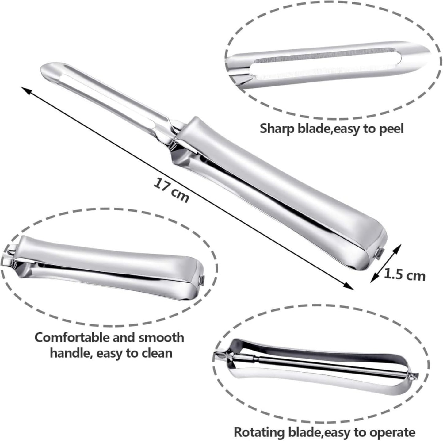 “Old-School” Professional Vegetable, Potato, Carrot Peeler – Stainless Steel body and blade (small)
