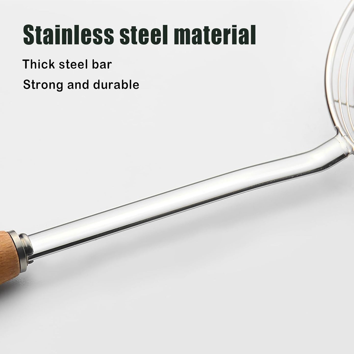 IQCWOOD Spider Strainer Skimmer with Wood Handle - 5.5 Inch Fryer Scoop for Cooking and Frying, Kitchen Utensils Pasta Strainer Spoon