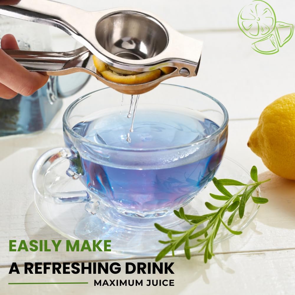 Lemon Squeezer Stainless Steel – Heavy Duty Manual Citrus Juicer Hand Press for Lemon Lime Orange – Ergonomic Non-Slip Handle, Rust-Resistant, Dishwasher Safe Kitchen Tool