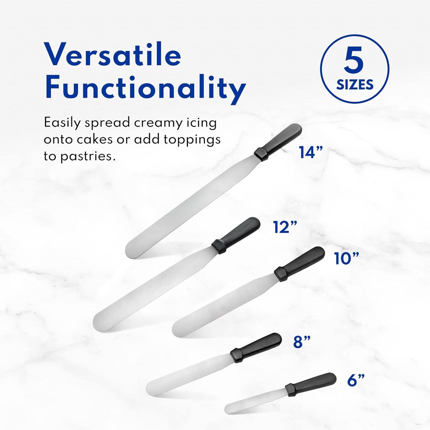 New Star Foodservice Straight Icing Spatula, 12 Inch Blade, 17 Inch Overall, Bakery-Grade Stainless Steel Cake Frosting Spatula