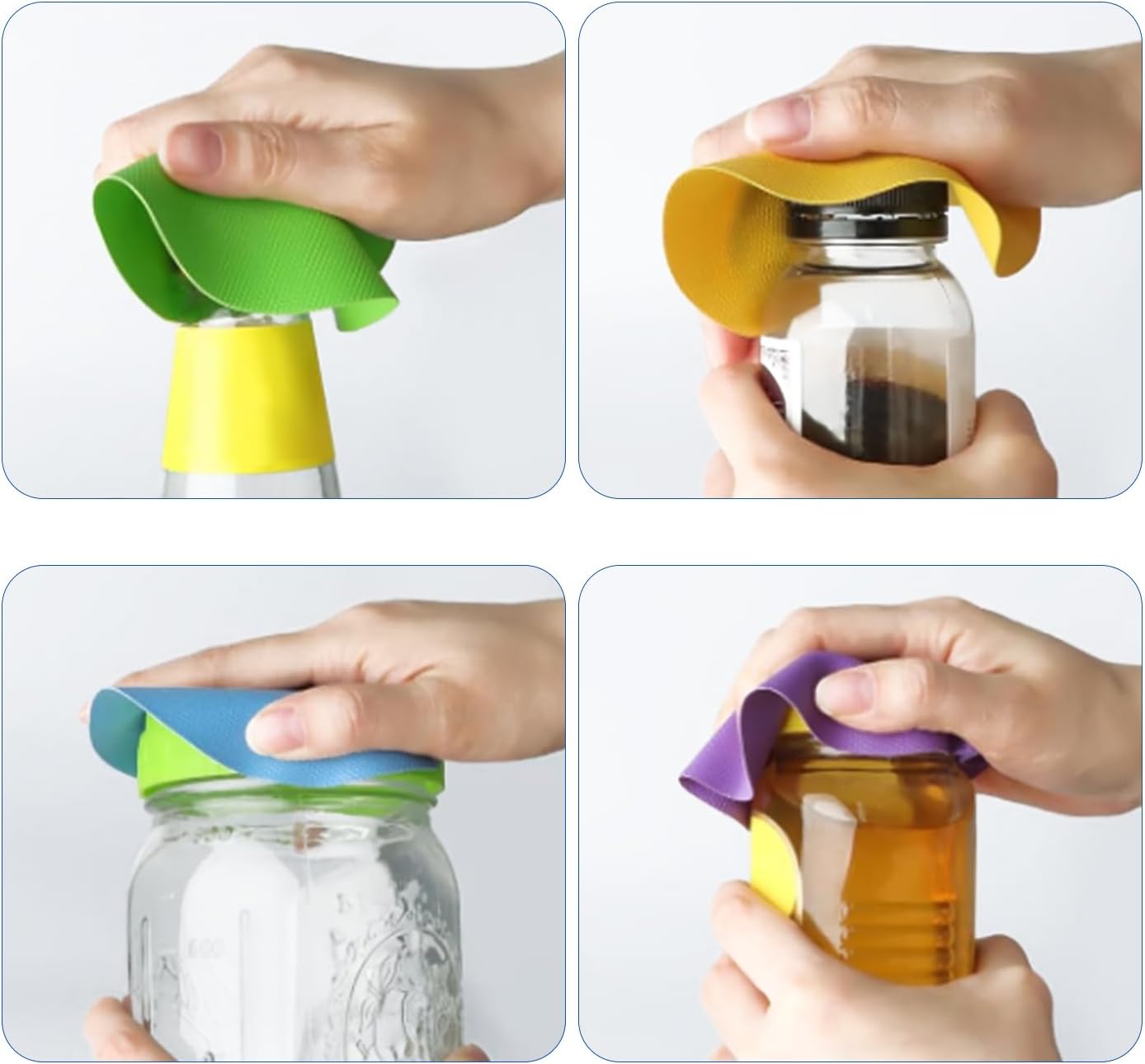 8Pcs Rubber Jar Opener, Heat-insulated Non-Slip Gripper Pads Kitchen Tool, Multi Function Can Opener for Easy Opening/Arthritis Weak Hands(Circle)