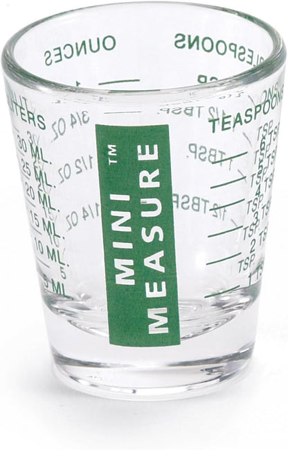 Kolder Mini Measure Heavy Glass, 20-Incremental Measurements Multi-Purpose Liquid and Dry Measuring Shot Glass, White