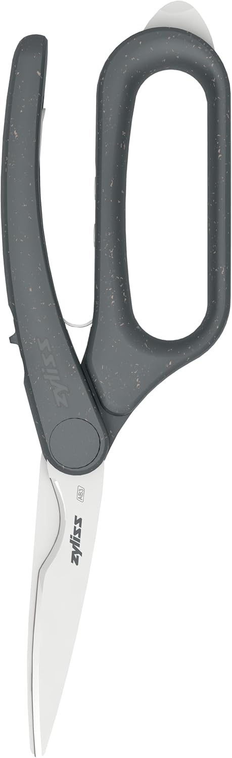 Zyliss Heavy Duty Home & Kitchen Herb Shears Scissors with Innovative Stem Stripper, Versatile Kitchen Shears for Trimming Weeds, Flower Buds & More - White/Green - 8.5 x 4.2 x 0.4 inches