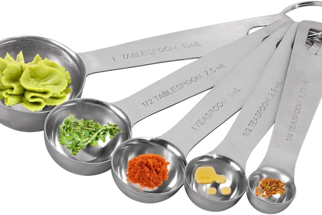 Tala Stainless Steel Measuring Spoons, 5 Piece Set for Measuring Dry and Liquids