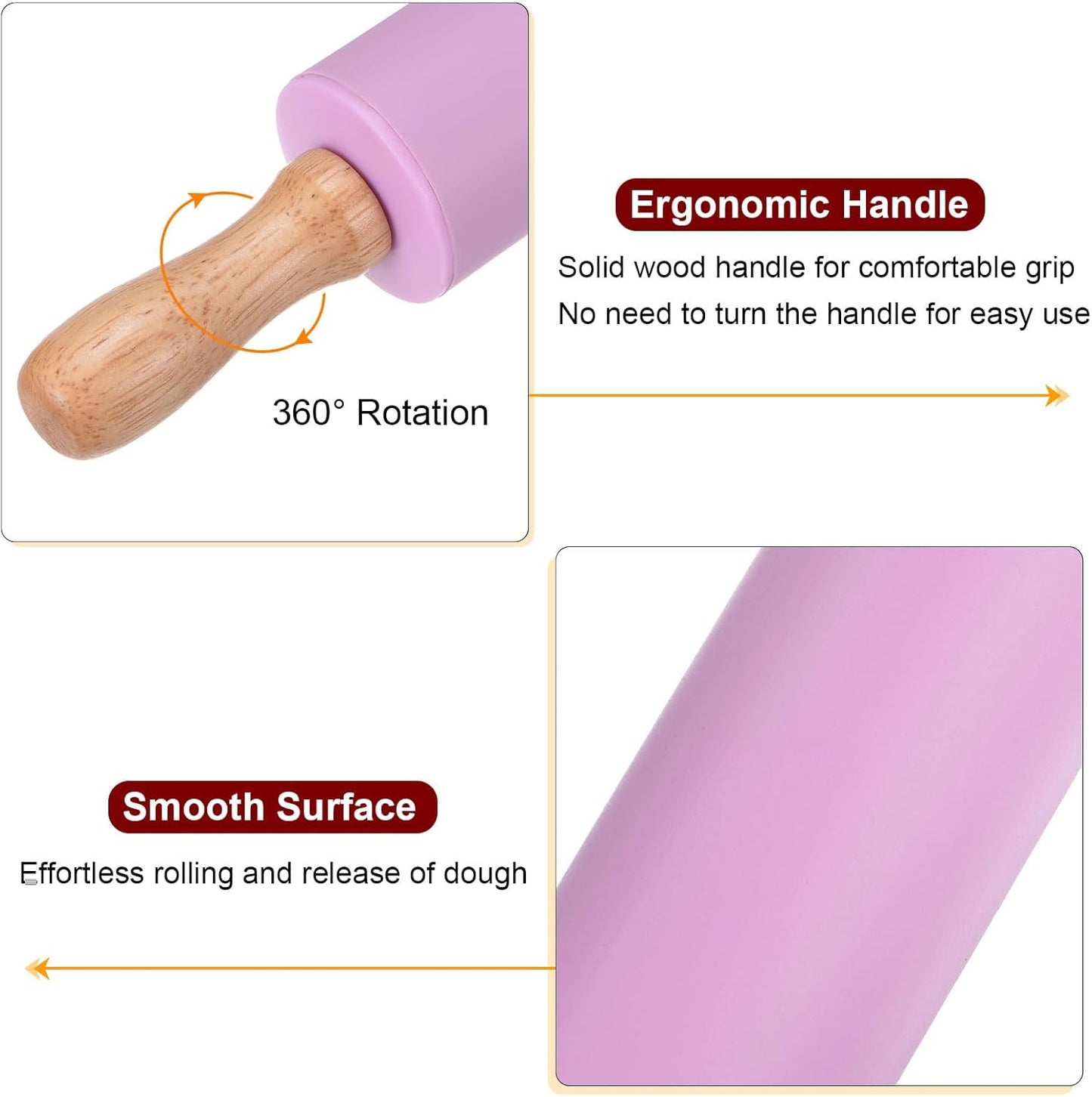 HARFINGTON Silicone Rolling Pins for Baking 12.2 Inch Non-Stick Silicone Surface Wooden Handle Rolling Pin Small Roller Playdough Rolling Pins for Fondant Kitchen Dough Pizza, Green
