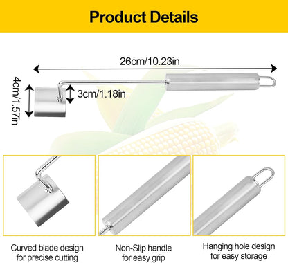 2 Pcs Stainless Steel Corn Peeler and Stripper Tool Set, Corn Stripper Cob Stripper Tool,Corn Stripper for Corn on the Cob Remover Tool，Corn Thresher with Ergonomic Handle，Kitchen Gadget