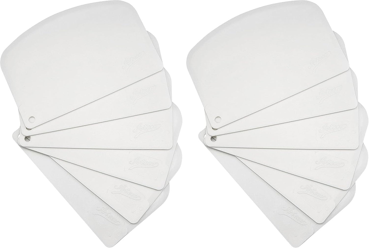 Ateco 1303 Bowl Scraper Set, Flexible Food-safe Plastic, White, 6-Pieces