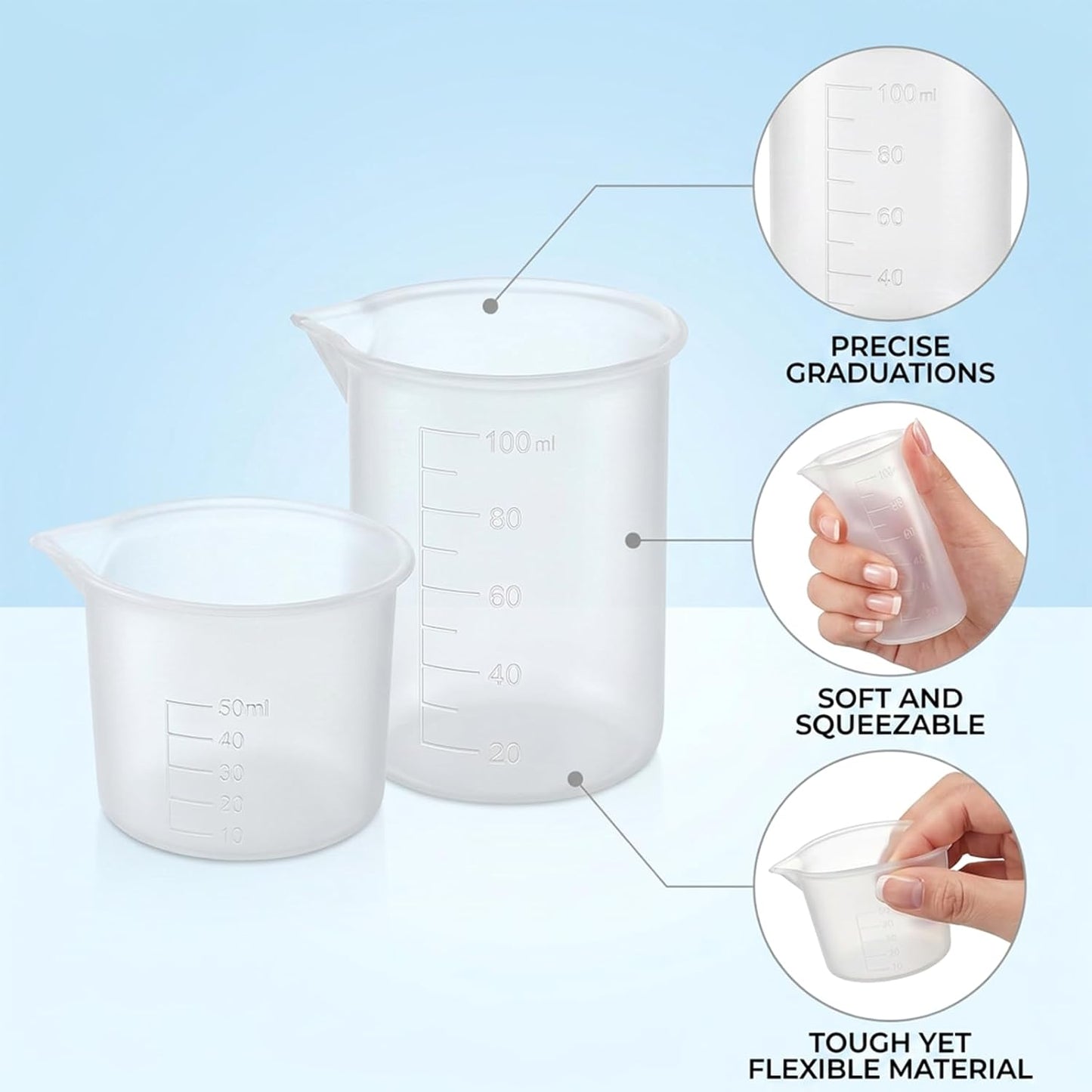 2PCS Silicone Laundry Detergent Cup, Laundry Measuring Cup 100/50ml Reusable Soap Silicone Detergent Cups for Liquid Flexible Washable Liquid Measuring Cups for Home, Dormitory, Hotel