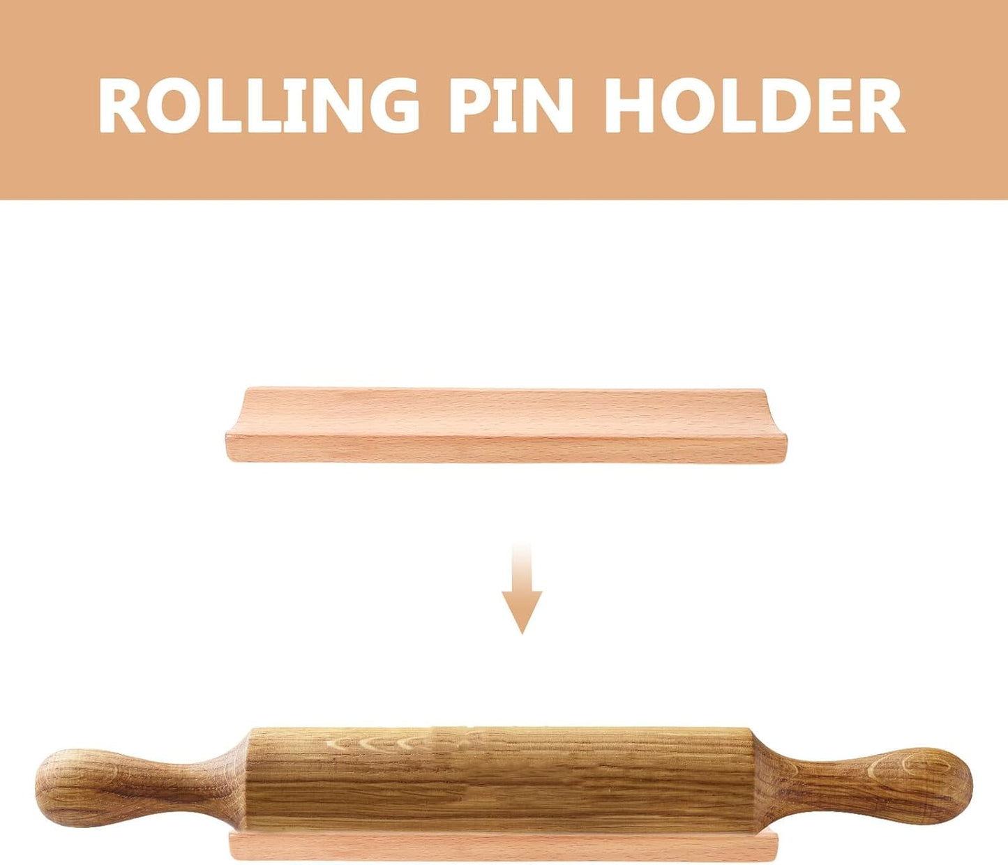 Garneck 2pcs Natural Wood Rolling Pin Stand for Baking Fit Cradle for Pizza Roller Dough Roller Space-saving Kitchen Display Rack Resistant to Stains and Easy to Clean