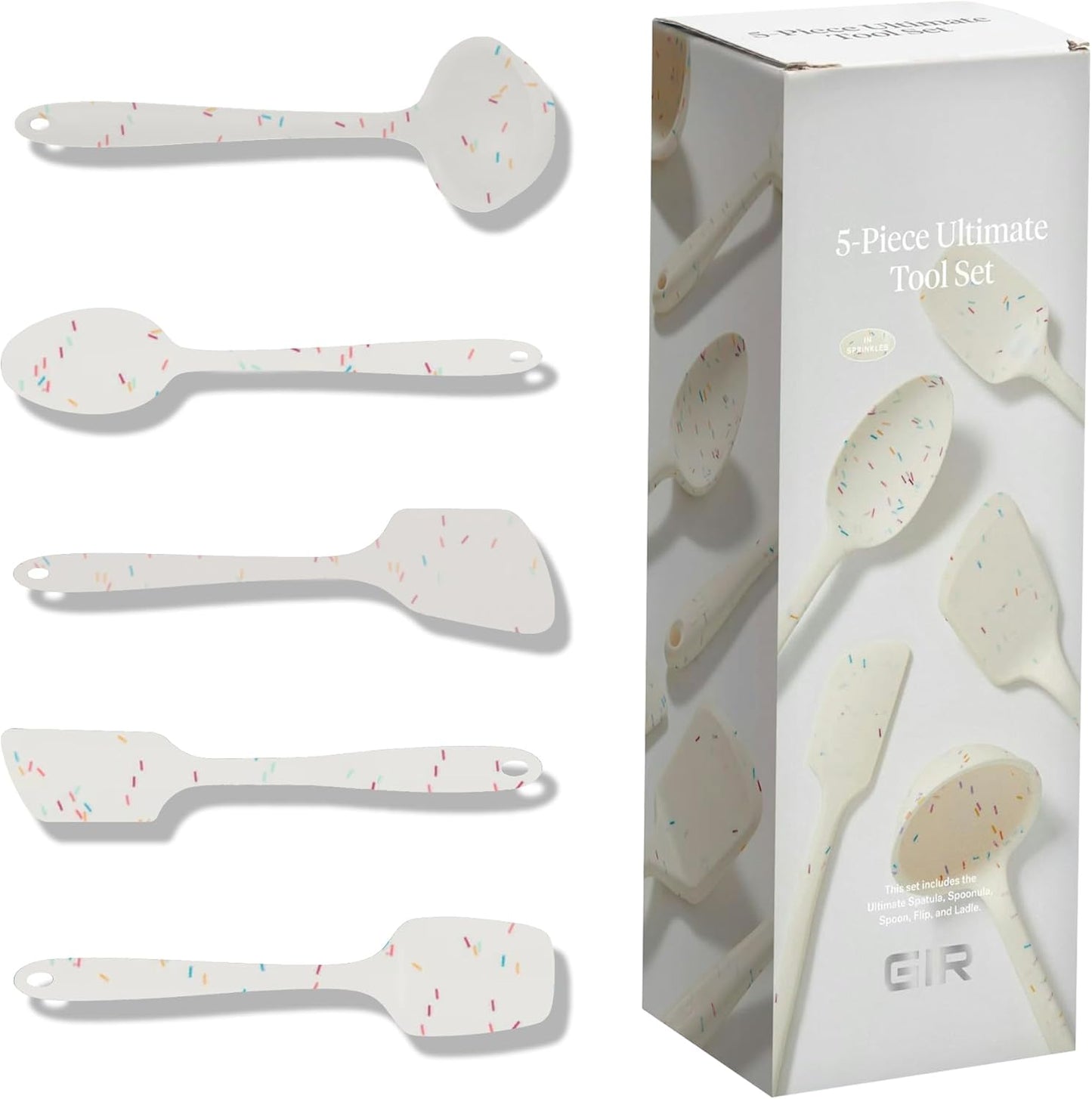 GIR: Get It Right 5-Piece Silicone Ultimate Kitchen Utensils Set - Ladle, Spatula, Flip, Spoon & Spoonula - Non-Toxic Cooking Utensils for Nonstick Cookware, Cooking and Baking - Black