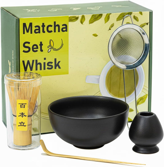 Matcha Whisk Set,Matcha Set,Matcha Kit,Matcha Bowl with Spout,Scoop,Sifter,Bamboo Whisk,Chasen Holder,Mothers Day Gifts for Mom Women her Grifend,Gifts for Christmas