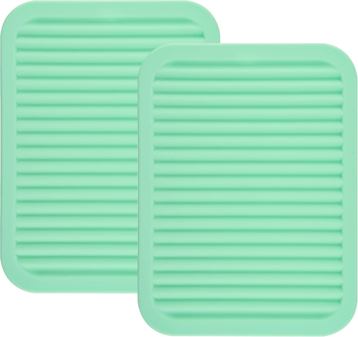 Silicone Trivets Mats for Hot Dishes and Hot Pots, Hot Pads for Countertops, Tables, Pot Holders, Spoon Rest Small Drying Mats Set of 2 Many Colors for Your Choose (Teal)