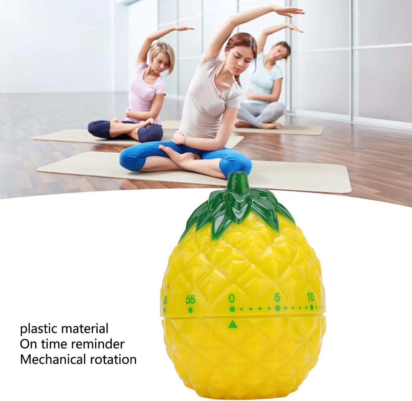 Cute Fruit Kitchen Timer, 60 Minutes Pineapple Shape Mechanical Timer Novelty 360 Degree Rotating Manual Cooking Timer
