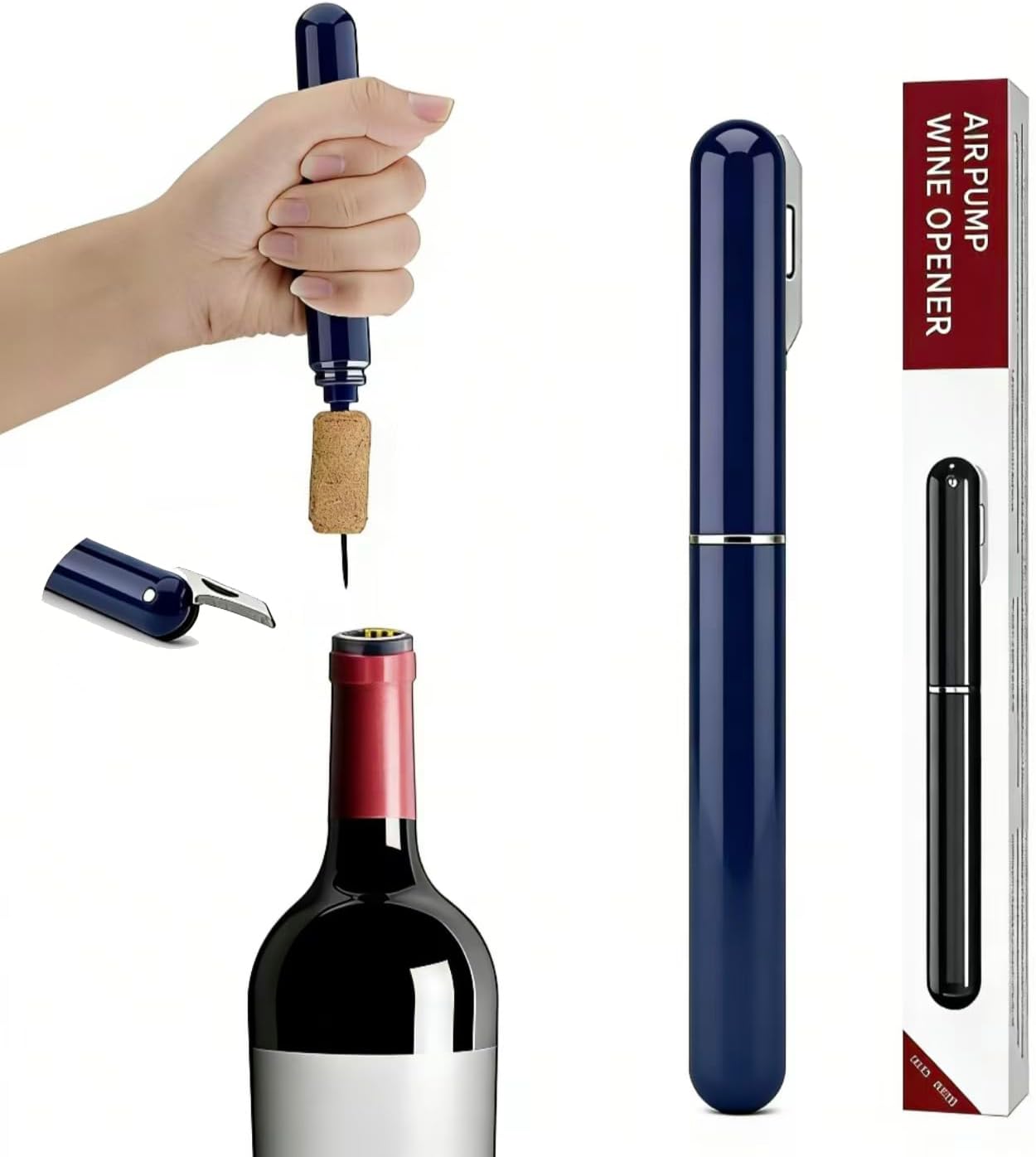 IPEROT Wine Bottle Opener, IPEROT Air Pressure Wine Corkscrew With Cutting Wine Bottle Foil Knife, Effortlessly Open Wine Bottles Without Damaging Corks, Easy-to-Use(Red)