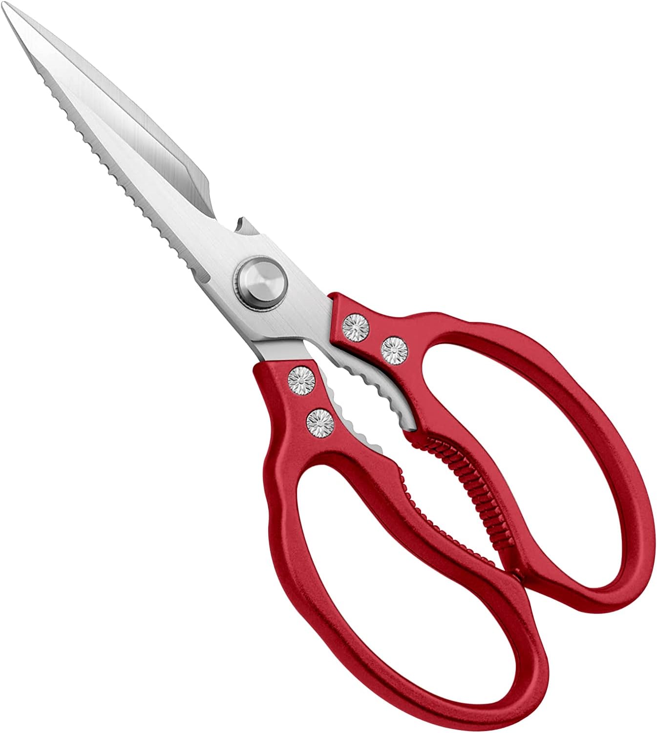 CGBE Kitchen Scissors, Multi-Purpose Kitchen Shears, Heavy Duty Dishwasher Safe Food Scissors for Chicken, Poultry, Fish, Meat & Herbs with Non-Slip Grips - Sliver