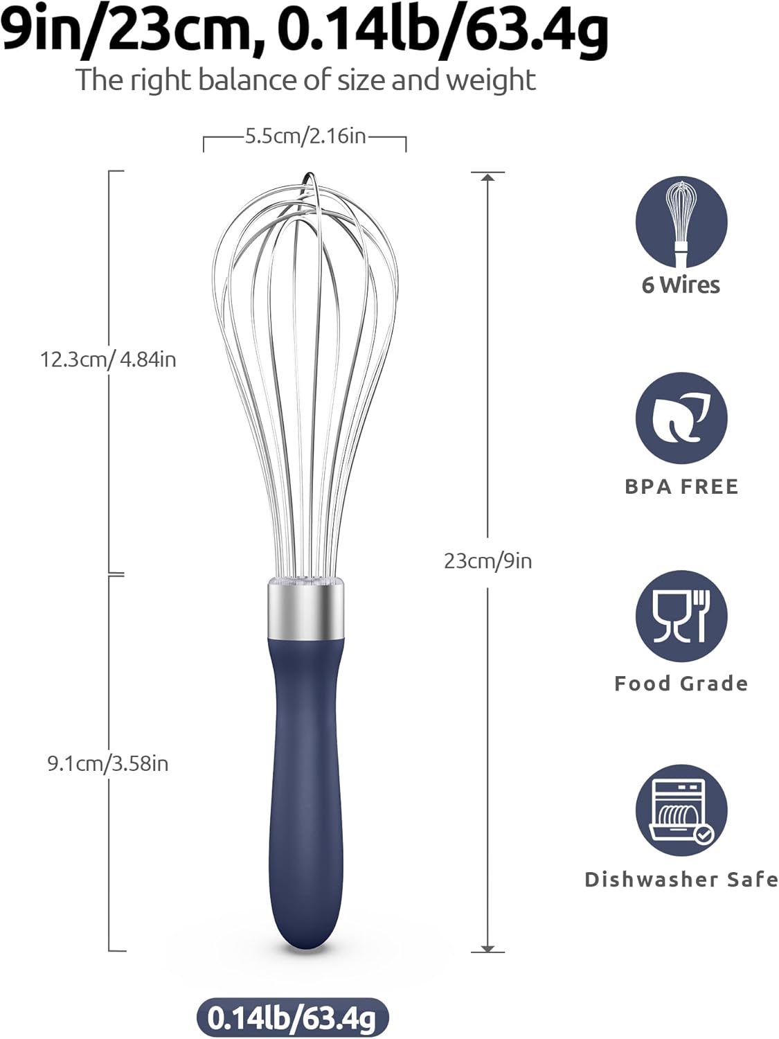 U-Taste 7" Mini Whisk for Cooking: 18/8 Stainless Steel Small Metal Kitchen Wisk, Tiny Hand Mixing Tool for Coffee, Egg, Sauce, 6-Wires Compact Head for Baking, Beating in Bowl, Mug, Jar (Set of 2)