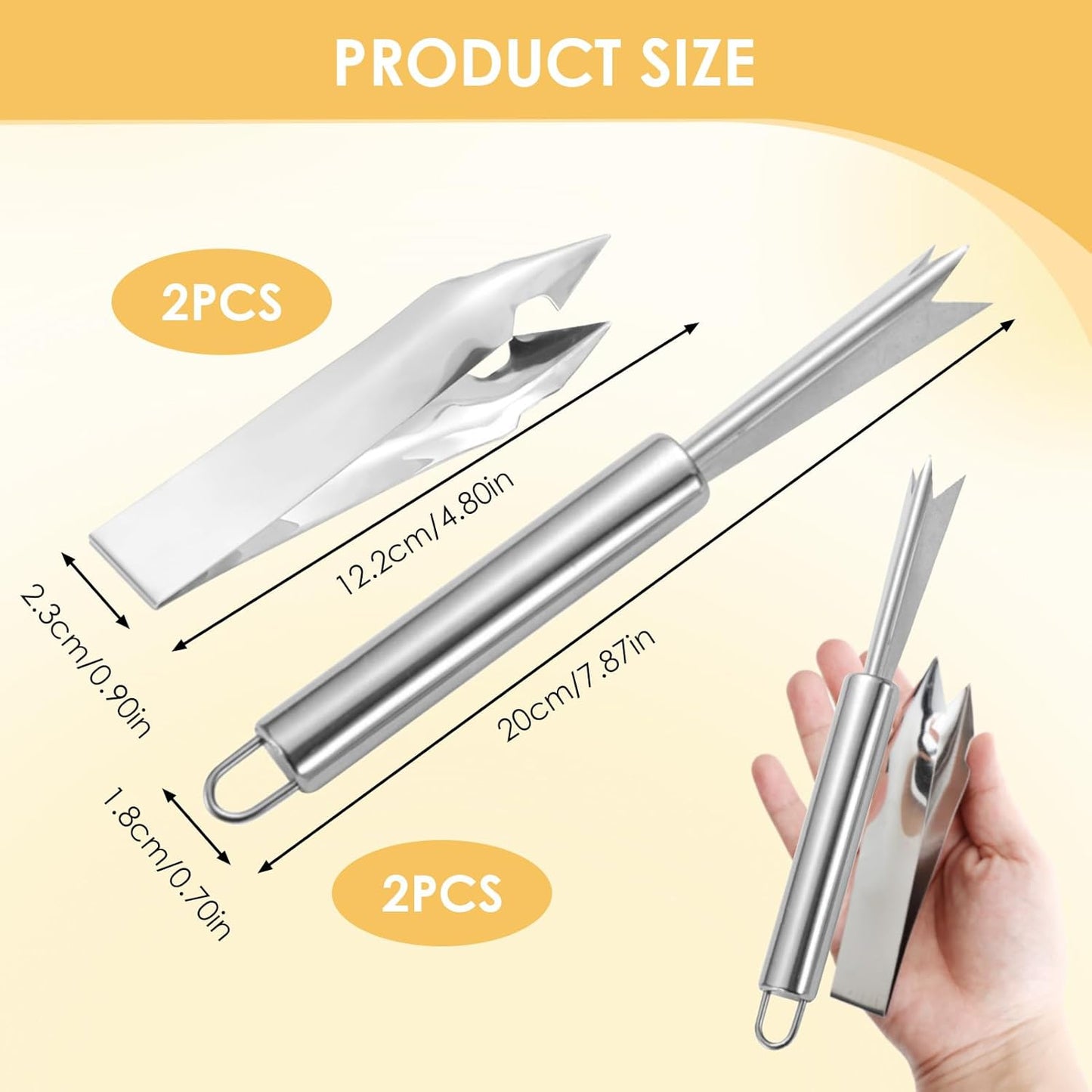 4 Pcs Pineapple Eye Remover Tool Set, Stainless Steel Pineapple Peeler and V-Shape Pineapple Cutter Knife, Multifunction Pineapple Tool for Kitchen, Fruit Store, or Home Use