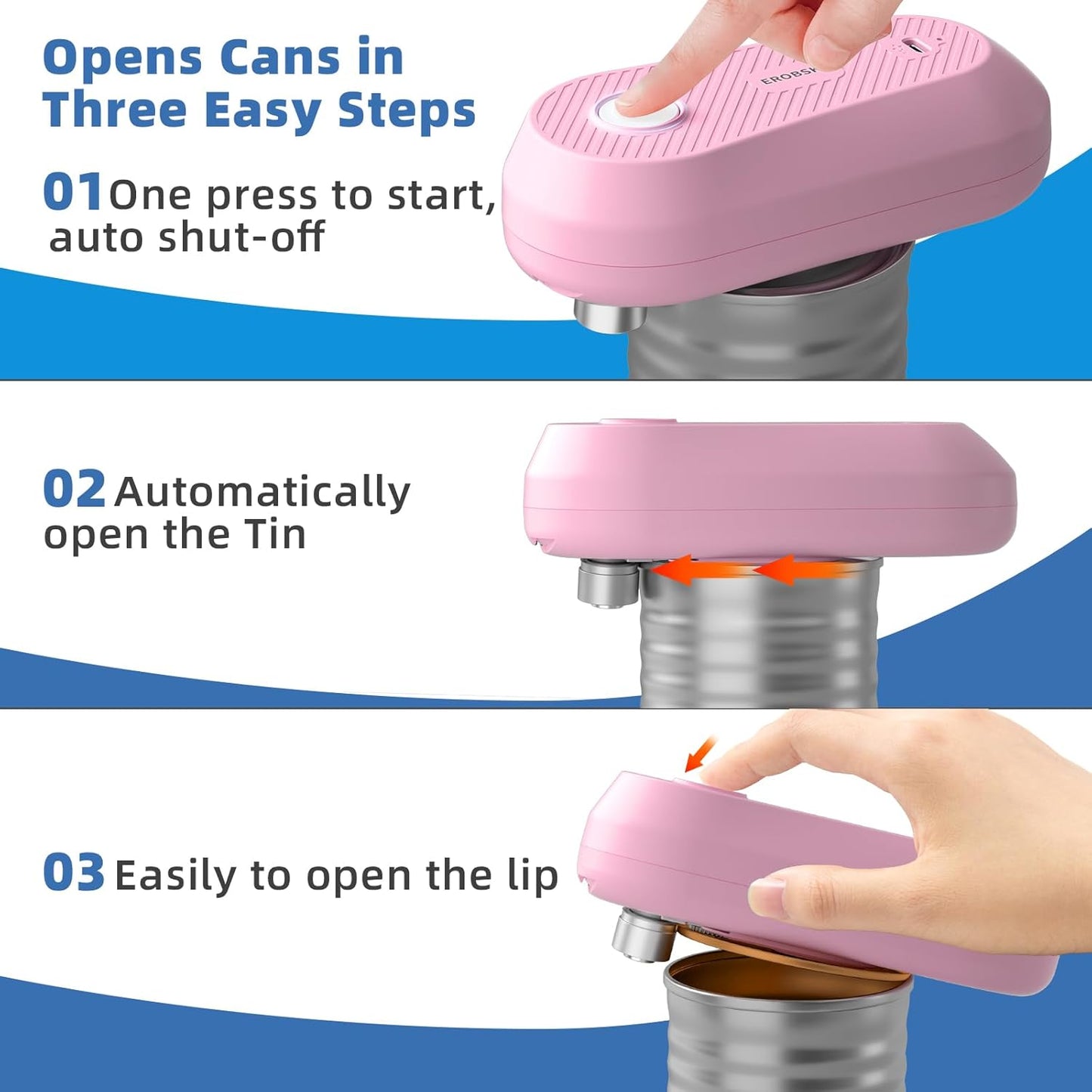 Electric Can Opener, Rechargeable Can Openers for Seniors & Arthritis, One-Touch Automatic Can Opener, Hands-Free, Smooth Edge, Compact, Kitchen Gadgets