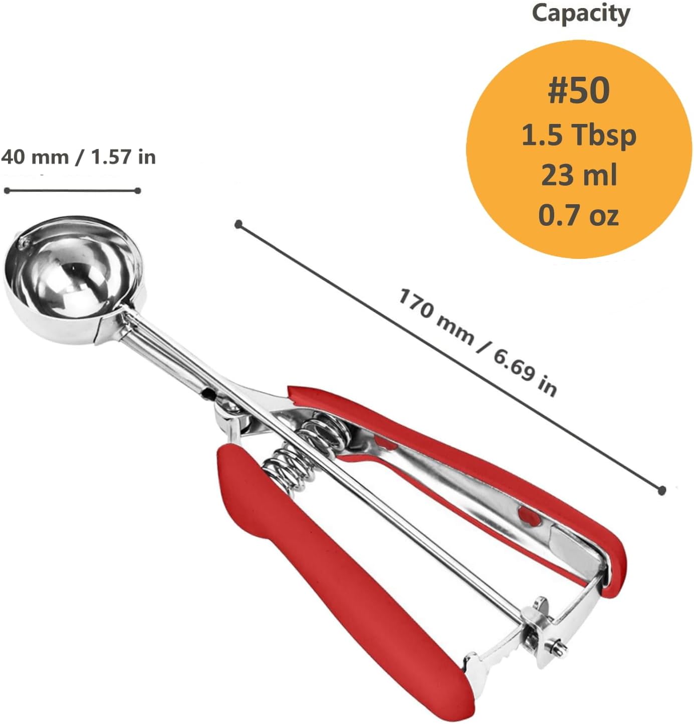 Cookie Scoop, Ice Cream Scoop, 1Tbsp/15 ml/0.5oz Cookie Scoops for Baking, 18/8 Stainless Steel Cookie Scooper for Baking, Ice Cream Scooper with Trigger Release, Cookie Dough Scoop with Non-slip Grip