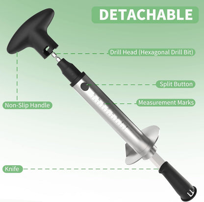 Newness Pineapple Corer with Knife, [Upgraded, Electric & Manual] Stainless Steel Fruit Pineapple Cutter with Electric Drill Accessory, Pineapple Slicer Remover Kitchen Tool with Measure Mark, Yellow