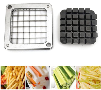 French Fry Cutter Chopper Blades Replacement, Commercial Vegetable Cutter Dicer Blade Stainless Steel Blade&Pusher Block Set for Cutting Potatoes Onions (1/4-inch, Replacement Cutter Blade)
