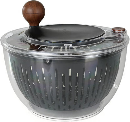 Salad Spinner, 5.3 Qt Large Lettuce & Vegetable Cleaner with Non-Slip Bottom, Quick Stop Button, Dishwasher Safe Fruit Washer, BPA-free, Black