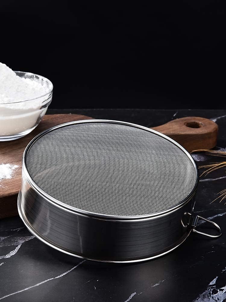 Flour Sifter Round Flour Sieve Strainer with 40 Mesh Premium Rustproof Stainless Steel Fine Mesh for Baking 7.87 inch x 1.97 inch