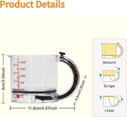 4 in 1 Adjustable Measuring Cup, Multi-Functional Measuring Cups with Scraper-Style Seal Base, Space-Saving Easy to Clean No Waste Design, All-in-1 Push Up Measuring Cups for Cooking and Baking