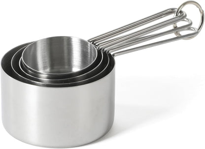 Martha Stewart Richburn 4-Piece Stainless Steel Measuring Cups Set – Durable and Accurate Kitchen Measuring Tools for Baking and Cooking