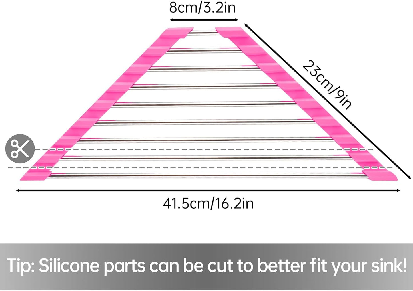 Tomorotec Triangle Foldable Dish Drying Rack, Small Roll-Up Stainless Steel Over Sink Drainer for Kitchen Sink Corner, Rustproof Multipurpose Organizer(Pink)
