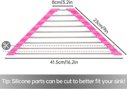 Tomorotec Triangle Foldable Dish Drying Rack, Small Roll-Up Stainless Steel Over Sink Drainer for Kitchen Sink Corner, Rustproof Multipurpose Organizer(Pink)
