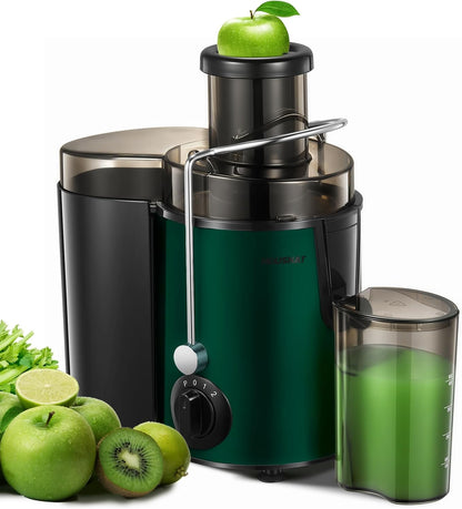 Juicer Machines, HOUSNAT Juicer Whole Fruit and Vegetables with 3-Speed Setting, 400 W Motor Quick Juicing Ideal for Beginners & Light Daily Use, Cleaning Brush and Juicing Recipe Included