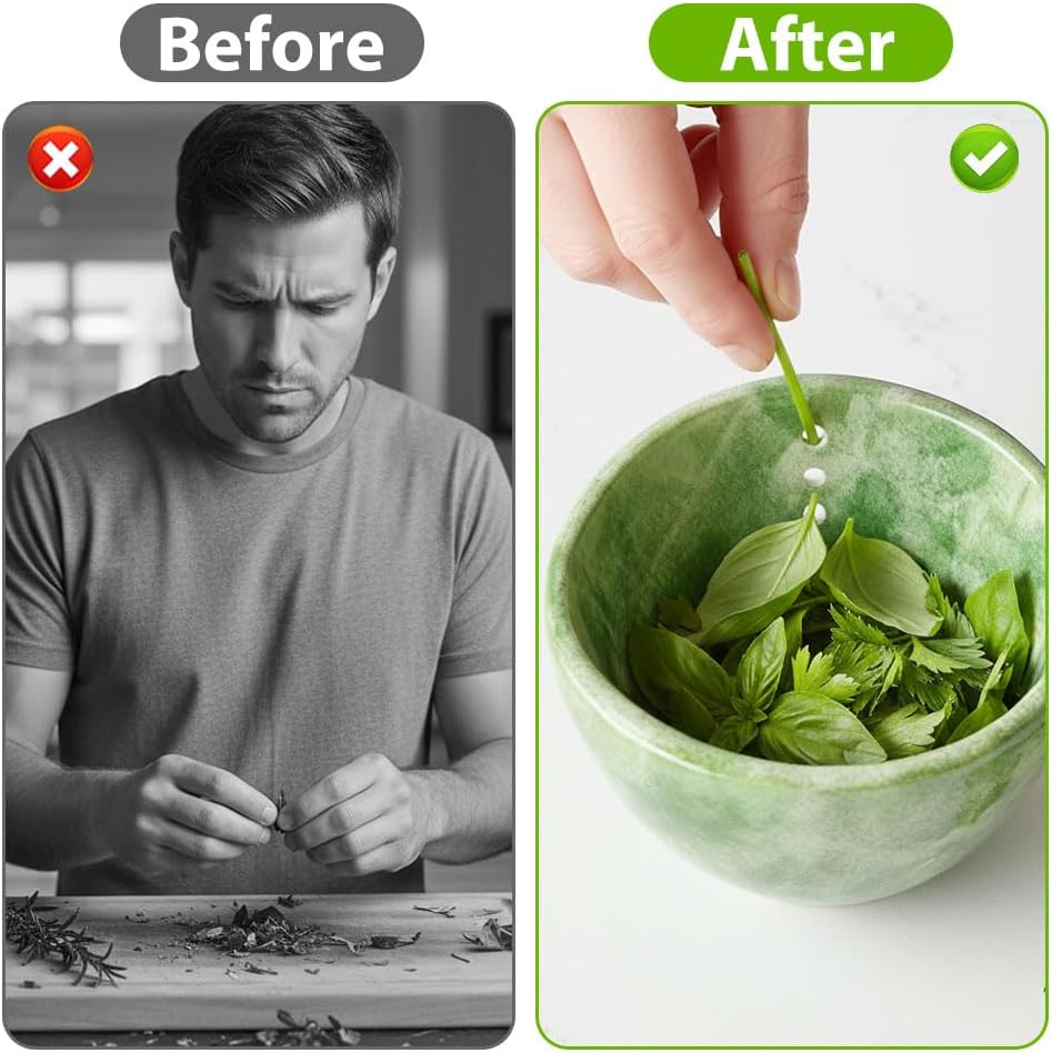 Herb Stripper Bowl, 2026 New Ceramic Herb Stripper with 4 Sizes of Round Holes, Efficient Herb Peeling Cup for Kitchen (White, Resin Version)