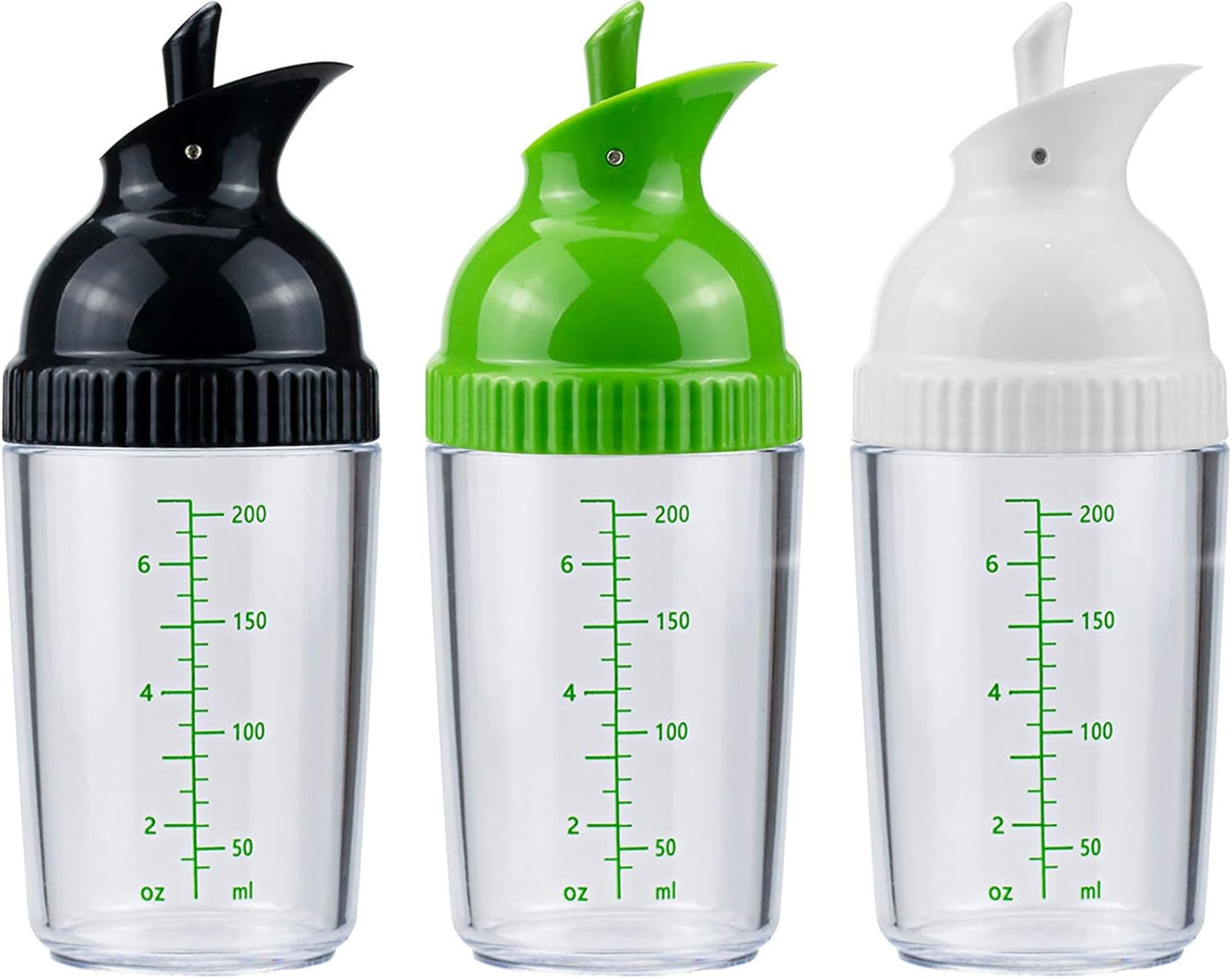 Nicunom 3 Pack Salad Dressing Shaker Container, 7 Oz Salad Dressing Mixer Bottle Mixer Dispenser, Dripless Pour, Soft Grip, BPA Free
