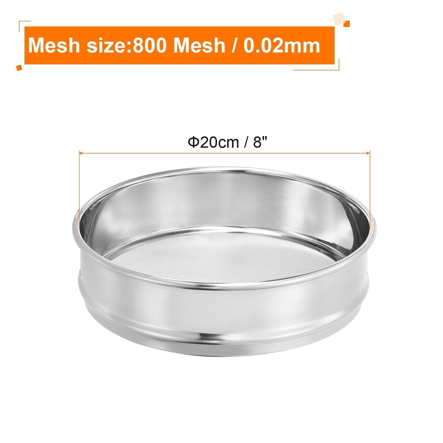 PATIKIL 40 Mesh Lab Sieve, 8" Diameter Test Sieve 304 Stainless Steel Wire Cloth (0.45mm) for Industrial Laboratory - Colors A
