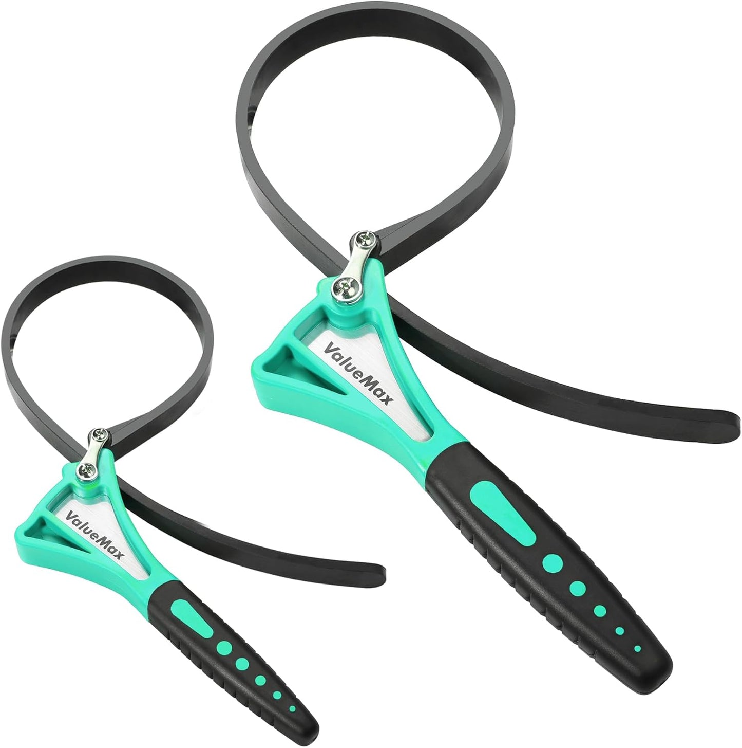 ValueMax 2-piece Strap Wrench Set, Adjustable Oil Filter Wrench with Max Diameter 4" (Small) & 6" (Large) for Shower Head Water Filter, Jar Opener Set
