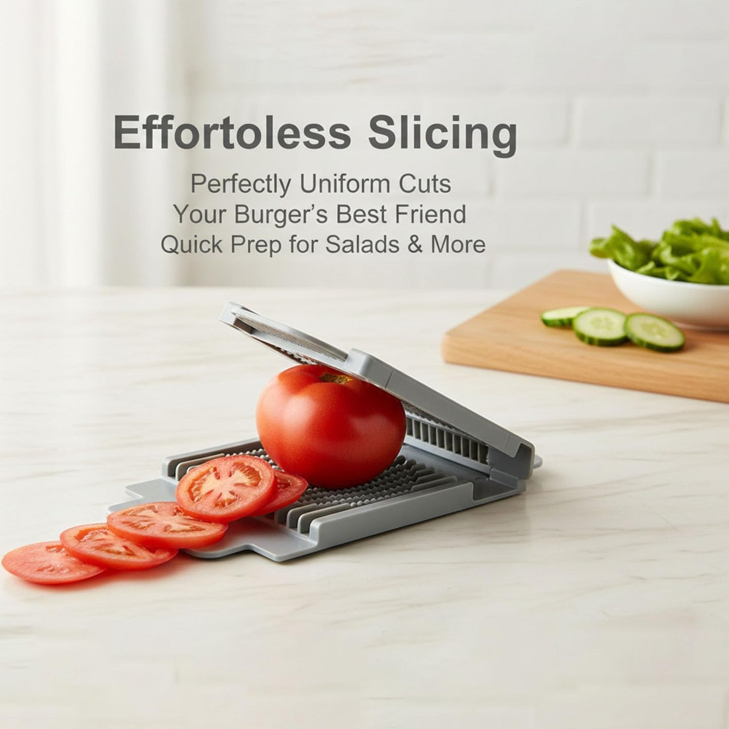 Tomato Slicer | Vegetable Slicer | Stainless Steel Tomato Slicer with 15 Sharp Blades, Time-Saving Tomato Cutter for Kitchen