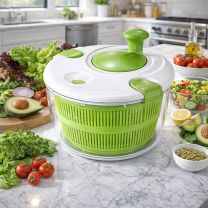 Salad Spinner Large Capacity Vegetable Washer & Lettuce Dryer Bowl, Easy Manual Spin Vegetable Dryer for Fruits, Produce & Greens, BPA Free Kitchen Salad Spinner
