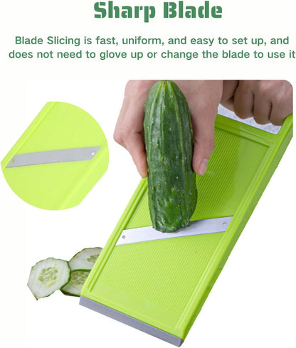Handheld Mandoline, Vegetable Chopper and Chip Maker with Stainless Steel Blades and Ergonomic Handle, Kitchen Vegetable Fruit Cutter Peeler for Carrots and Potatoes
