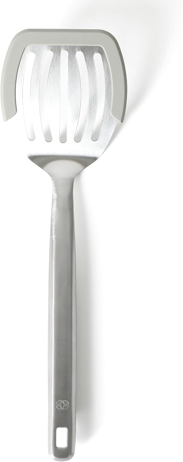 Calphalon Prime Slotted Turner, Kitchen Flipping Spatula, Slotted Spatula with Silicone Head and Stainless Steel Handle, Heat Resistant Nonstick Cookware for Flipping and Draining (Navy Blue)