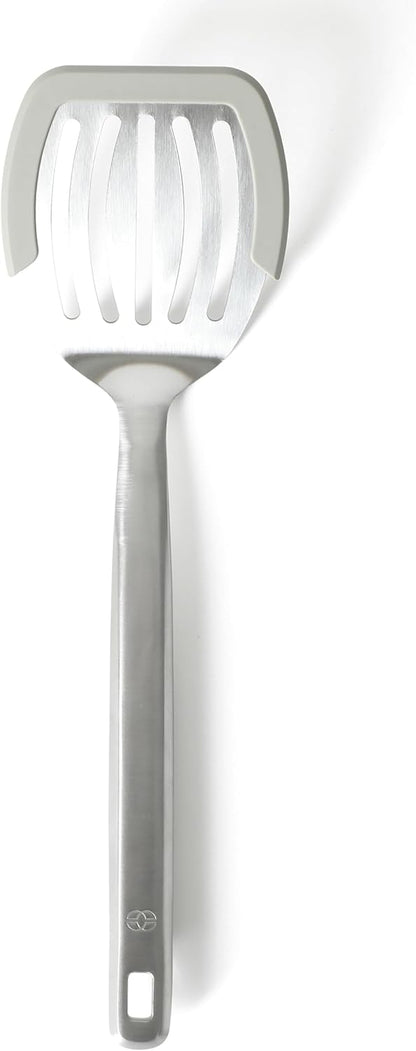 Calphalon Prime Slotted Turner, Kitchen Flipping Spatula, Slotted Spatula with Silicone Head and Stainless Steel Handle, Heat Resistant Nonstick Cookware for Flipping and Draining (Navy Blue)