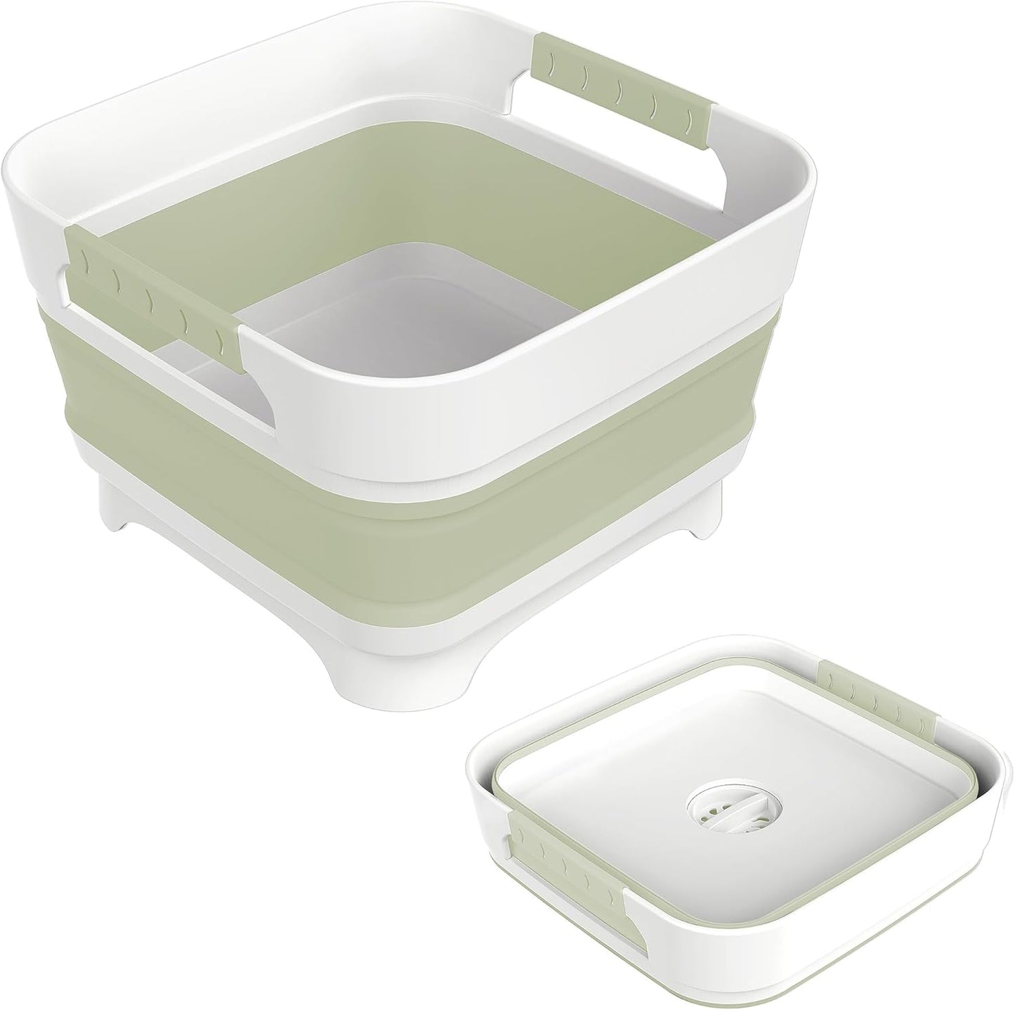 MontNorth 2.4 Gal Collapsbile Wash Basin with Drian Plug,9L Dish Pan for Soaking Baby Bottles,Portable Sink, Multiuse Foldable Bucket,Ice Beverage Tubs for Camping, Vegetable Washing, RV (Gray)