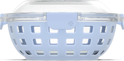 Ello DuraGlass Food Storage Glass Lunch Bowl - Meal Prep Container with Silicone Sleeve and Airtight Lid, 5 Cup, Yucca