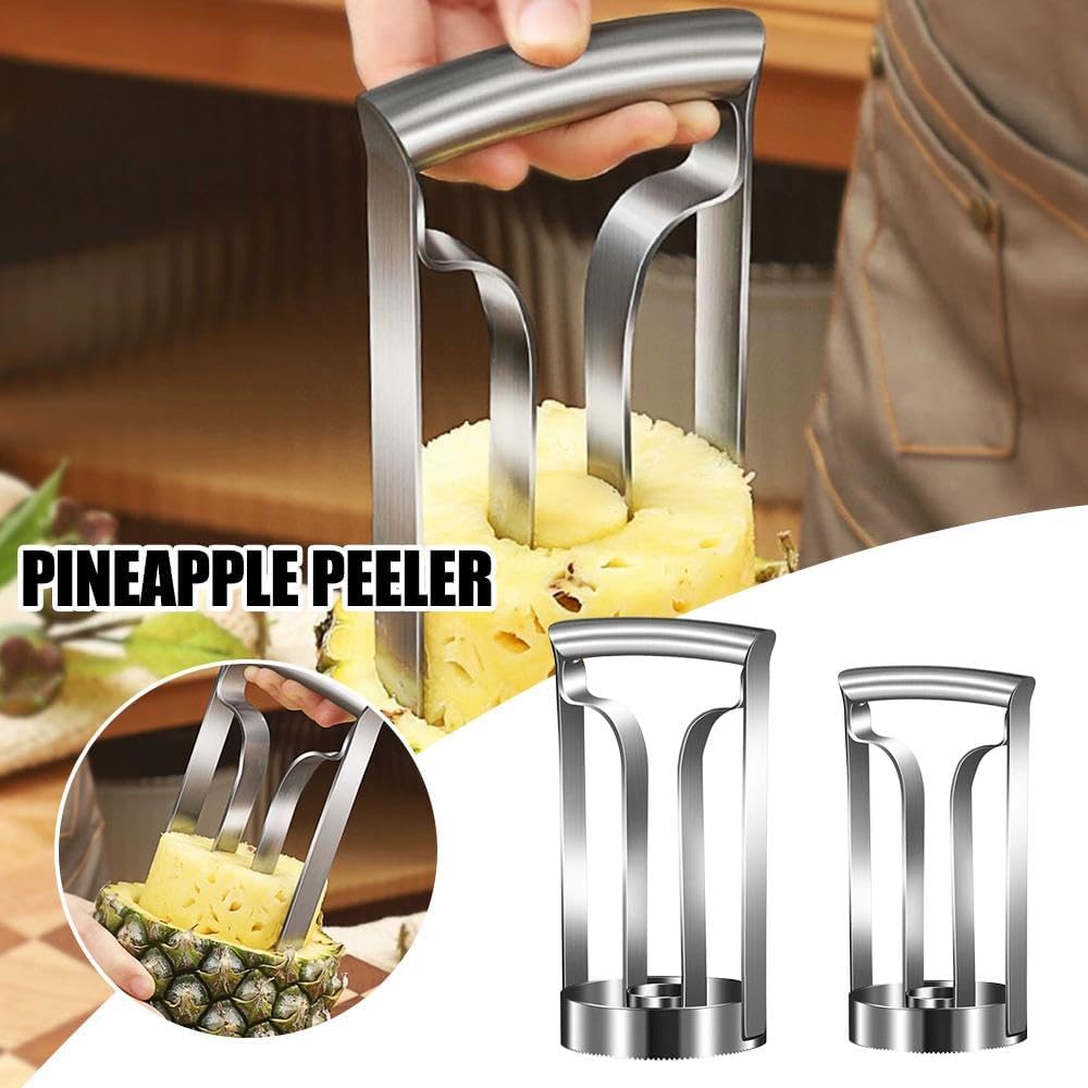 Stainless Steel Pineapple Corer and Slicer 2-in-1 - Professional Pineapple Cutter Tool with Non-Slip Handle, Effortless Peeling for Fresh Pineapples, Dishwasher Safe, Kitchen Essential