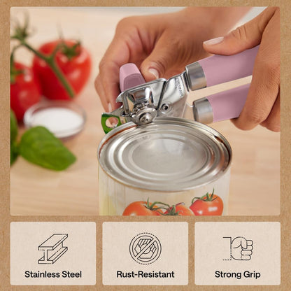 GORILLA GRIP Heavy Duty Stainless Steel Smooth Edge Manual Can Opener and Bottle Openers, US Designed, Soft Comfortable Handle, Oversized Handheld Turn Knob, Multifunctional Kitchen Tool, Black