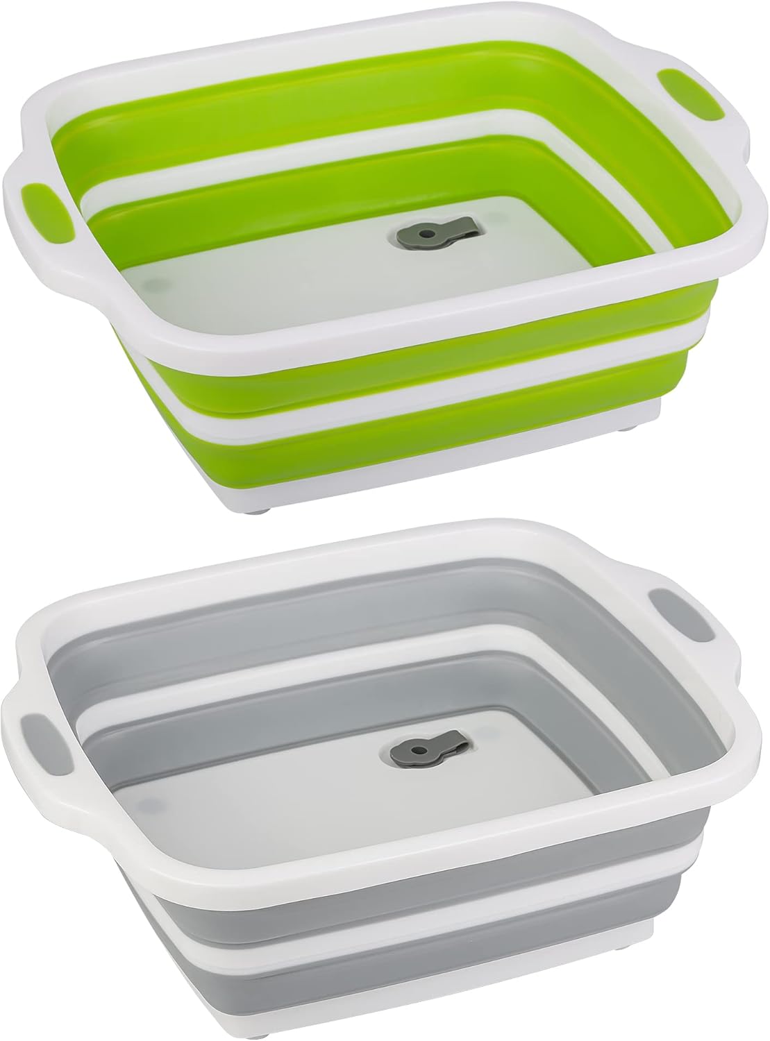 Space Saving Cutting Board, Collapsible Dish Tub with Draining Hole, Folding Chopping Board with Colander, 3 in 1 Multifunction Camping Sink for Washing Dish, Bowl, Vegetables and Fruit